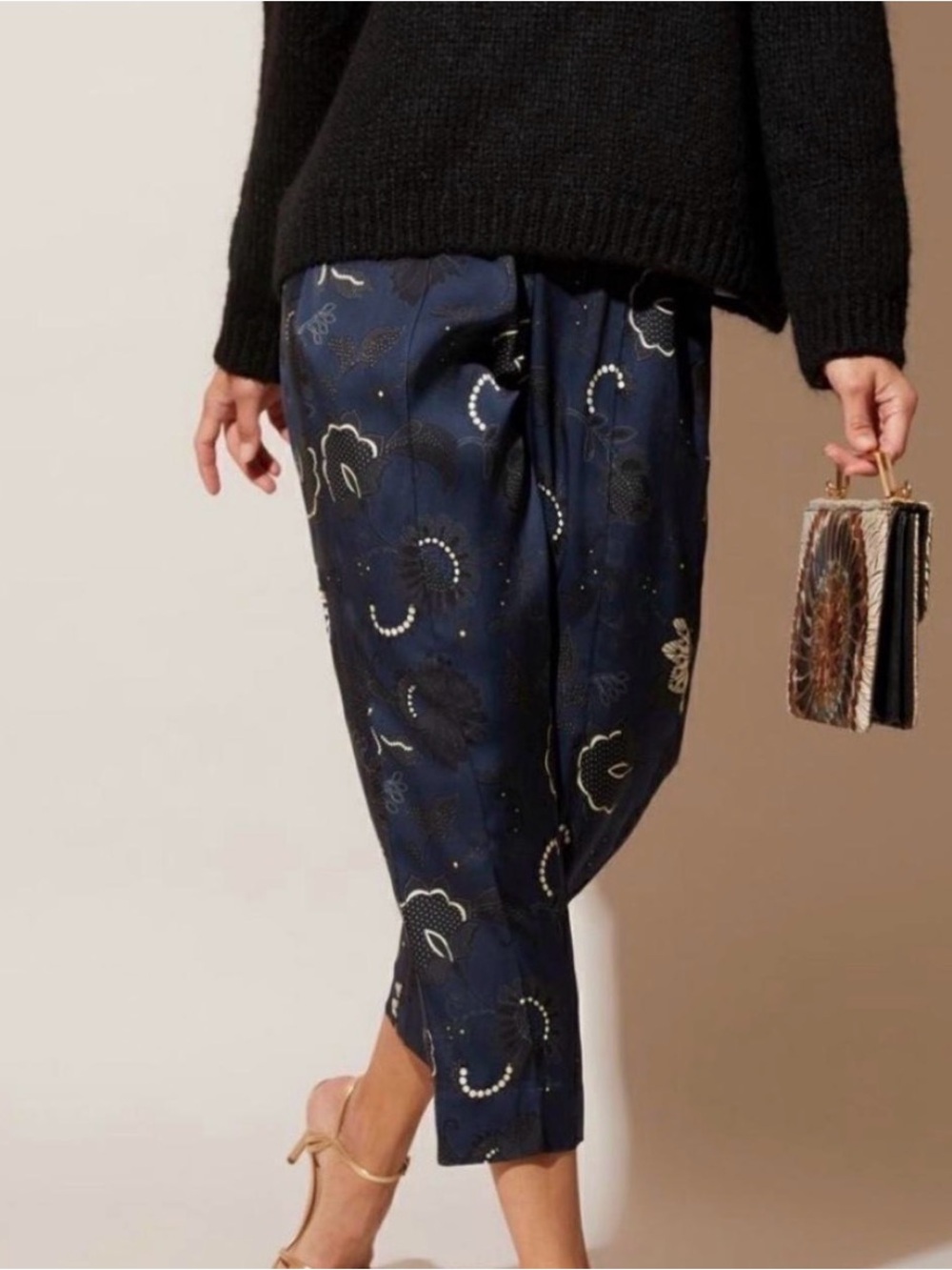 Tucker Navy Floral Cropped Tapered Pants